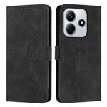 For Redmi Note 14 4G 163.25mm Skin Feel Heart Embossed Leather Phone Case with Long Lanyard(Black)