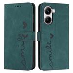 For Redmi Turbo 4 / Xiaomi Poco X7 Pro Skin Feel Heart Embossed Leather Phone Case with Long Lanyard(Green)