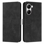 For Redmi Turbo 4 / Xiaomi Poco X7 Pro Skin Feel Heart Embossed Leather Phone Case with Long Lanyard(Black)