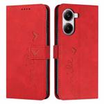 For Redmi Turbo 4 / Xiaomi Poco X7 Pro Skin Feel Heart Embossed Leather Phone Case with Long Lanyard(Red)