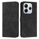 For Redmi Note 14 4G 164.84mm Skin Feel Heart Embossed Leather Phone Case with Long Lanyard(Black)