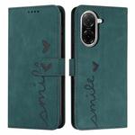 For Redmi A5 4G 171.7mm / Poco C71 Skin Feel Heart Embossed Leather Phone Case with Long Lanyard(Green)