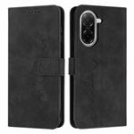 For Redmi A5 4G 171.7mm / Poco C71 Skin Feel Heart Embossed Leather Phone Case with Long Lanyard(Black)