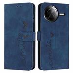 For Redmi K80 / K80 Pro Skin Feel Heart Embossed Leather Phone Case with Long Lanyard(Blue)