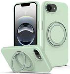 For iPhone 16e Liquid Silicone MagSafe Phone Case with Rotating Holder(Green)