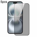 For iPhone 16 Plus 5pcs DUX DUCIS 0.33mm 9H High Aluminum Anti-spy HD Tempered Glass Film