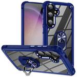 For Samsung Galaxy S24 FE 5G TPU + PC Lens Protection Phone Case with Ring Holder(Blue)