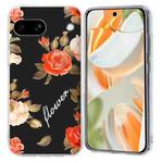 For Google Pixel 7a Colorful Painting Pattern TPU Phone Case(Flowers On Black)