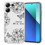 For Redmi Note 13 4G Colorful Painting Pattern TPU Phone Case(Butterfly Flower)