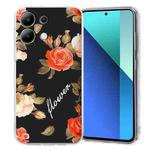 For Redmi Note 13 4G Colorful Painting Pattern TPU Phone Case(Flowers On Black)