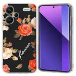 For Redmi Note 13 Pro+ 5G Colorful Painting Pattern TPU Phone Case(Flowers On Black)