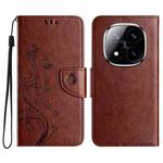 For Redmi Note 14 Pro+ 5G Butterfly Flower Pattern Flip Leather Phone Case(Brown)