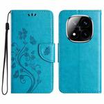 For Redmi Note 14 Pro+ 5G Butterfly Flower Pattern Flip Leather Phone Case(Blue)