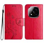 For Redmi Note 14 Pro+ 5G Butterfly Flower Pattern Flip Leather Phone Case(Red)