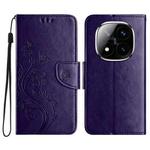 For Redmi Note 14 Pro+ 5G Butterfly Flower Pattern Flip Leather Phone Case(Dark Purple)