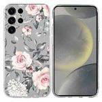 For Samsung Galaxy S25 Ultra 5G Colorful Painting Pattern TPU Phone Case(Flowers On Grey)