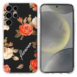 For Samsung Galaxy S24 Ultra 5G Colorful Painting Pattern TPU Phone Case(Flowers On Black)