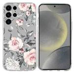 For Samsung Galaxy S24 Ultra 5G Colorful Painting Pattern TPU Phone Case(Flowers On Grey)