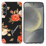 For Samsung Galaxy S24+ 5G Colorful Painting Pattern TPU Phone Case(Flowers On Black)