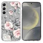 For Samsung Galaxy S24 5G Colorful Painting Pattern TPU Phone Case(Flowers On Grey)