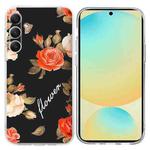 For Samsung Galaxy S24 FE 5G Colorful Painting Pattern TPU Phone Case(Flowers On Black)