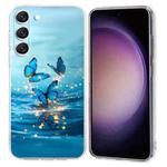 For Samsung Galaxy S23+ 5G Colorful Painting Pattern TPU Phone Case(Blue Butterflies)