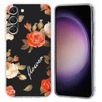 For Samsung Galaxy S23 5G Colorful Painting Pattern TPU Phone Case(Flowers On Black)