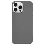 For iPhone 16 Pro Litchi Pattern Silver Edge Camera Frame Material Phone Case(Grey)