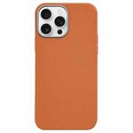 For iPhone 16 Pro Litchi Pattern Silver Edge Camera Frame Material Phone Case(Brown)