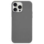 For iPhone 15 Pro Litchi Pattern Silver Edge Camera Frame Material Phone Case(Grey)