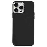 For iPhone 15 Pro Litchi Pattern Silver Edge Camera Frame Material Phone Case(Black)