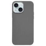 For iPhone 15 Plus Litchi Pattern Silver Edge Camera Frame Material Phone Case(Grey)