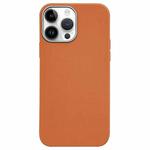 For iPhone 14 Pro Litchi Pattern Silver Edge Camera Frame Material Phone Case(Brown)