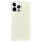 For iPhone 14 Pro Max Litchi Pattern Silver Edge Camera Frame Material Phone Case(White)