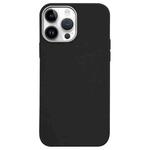 For iPhone 14 Pro Max Litchi Pattern Silver Edge Camera Frame Material Phone Case(Black)