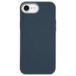 For iPhone SE 2022 / SE 2020 Litchi Pattern Silver Edge Camera Frame Material Phone Case(Blue)