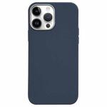 For iPhone 13 Pro Max Litchi Pattern Silver Edge Camera Frame Material Phone Case(Blue)