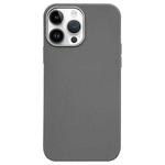 For iPhone 13 Pro Litchi Pattern Silver Edge Camera Frame Material Phone Case(Grey)