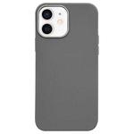 For iPhone 12 Litchi Pattern Silver Edge Camera Frame Material Phone Case(Grey)