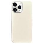 For iPhone 11 Pro Max Litchi Pattern Silver Edge Camera Frame Material Phone Case(White)
