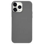 For iPhone 11 Pro Max Litchi Pattern Silver Edge Camera Frame Material Phone Case(Grey)