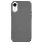 For iPhone XR Litchi Pattern Silver Edge Camera Frame Material Phone Case(Grey)