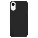 For iPhone XR Litchi Pattern Silver Edge Camera Frame Material Phone Case(Black)