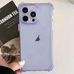 For iPhone 15 Pro Max Transparent Four-corner Shockproof TPU Phone Case(Purple)