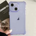 For iPhone 15 Plus Transparent Four-corner Shockproof TPU Phone Case(Purple)