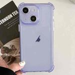 For iPhone 15 Transparent Four-corner Shockproof TPU Phone Case(Purple)