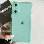 For iPhone XS / X Transparent Four-corner Shockproof TPU Phone Case(Green)