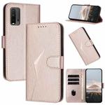 For Redmi 9T Triangle Pattern Buckle Clasp Leather Phone Case(Rose Gold)