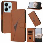 For Redmi 13 4G Triangle Pattern Buckle Clasp Leather Phone Case(Brown)