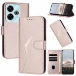 For Redmi 13 4G Triangle Pattern Buckle Clasp Leather Phone Case(Rose Gold)